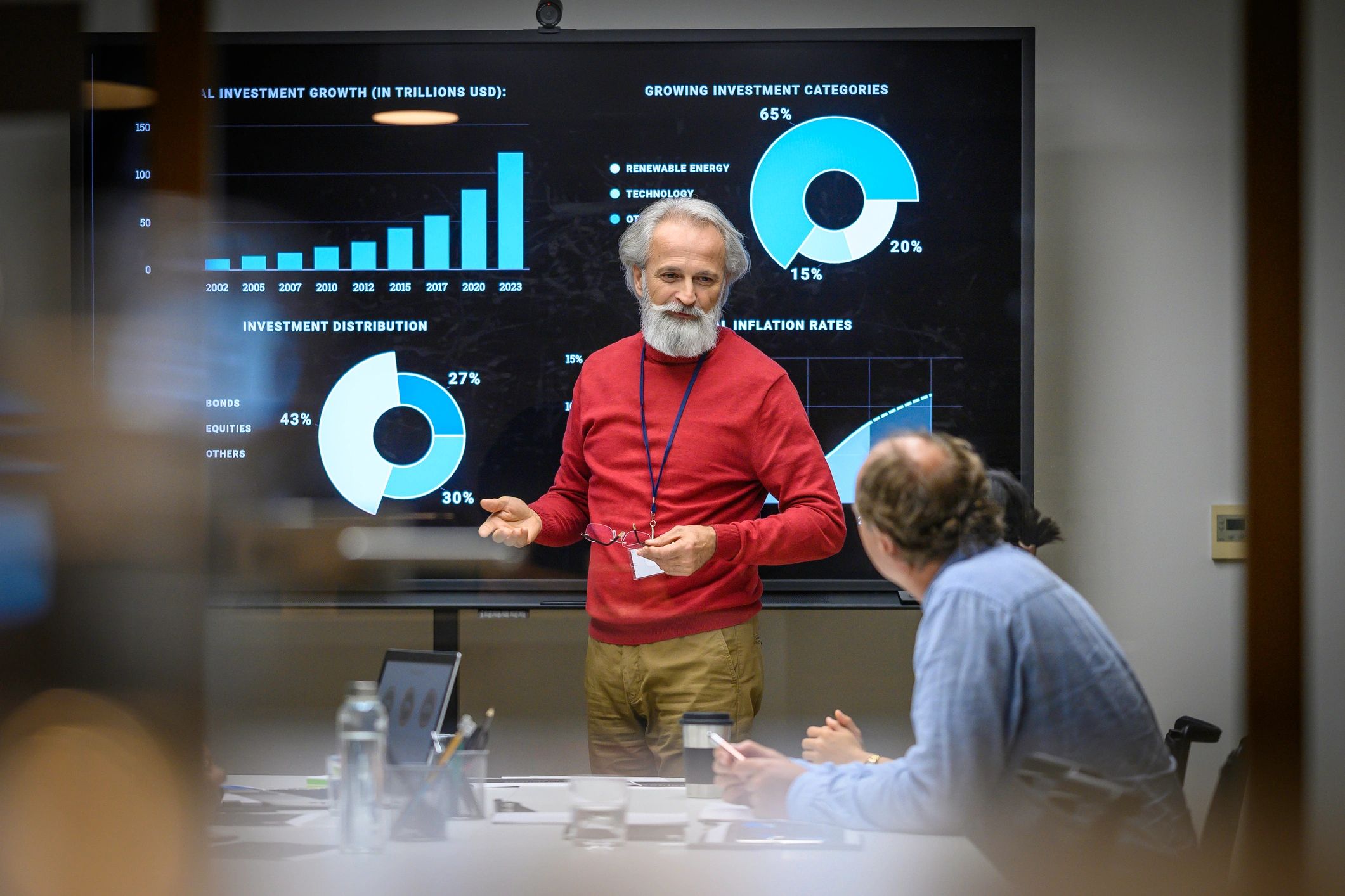Senior professional presenting findings in a meeting room